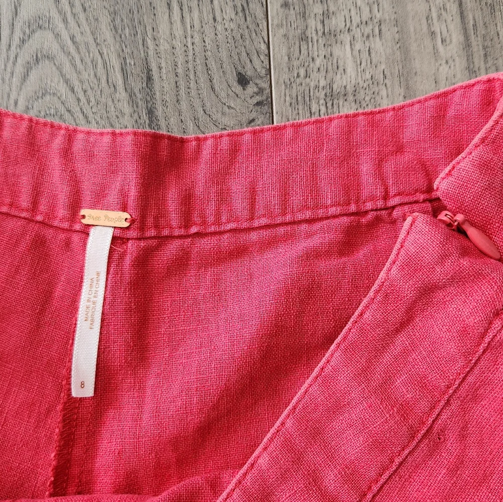 Free People | Red Lace Linen Shorts - Picture 2 of 5